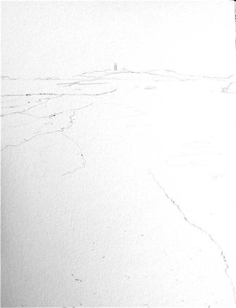 Start of Godrevy painting