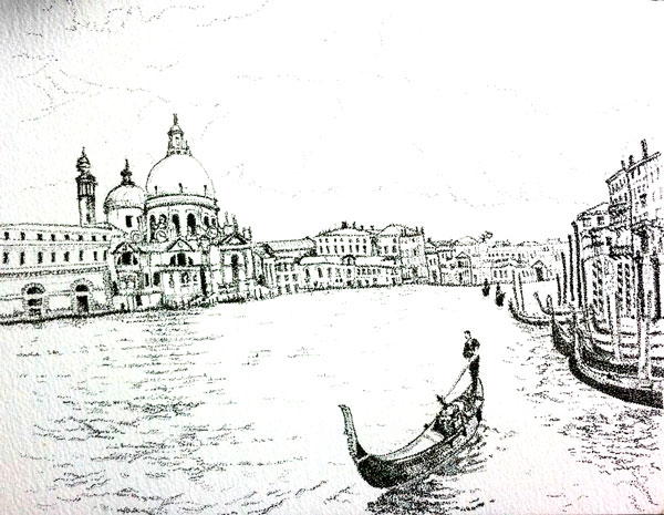 Venice pen and ink drawing