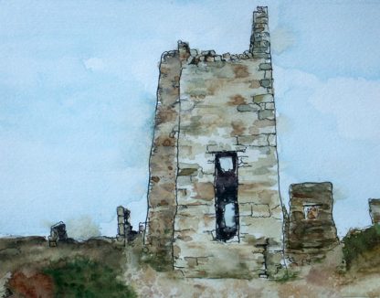 Watercolour painting of the Engine Houses at Wheal Coates