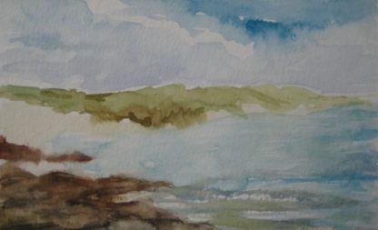 Watercolour painting: Godrevy cloudy