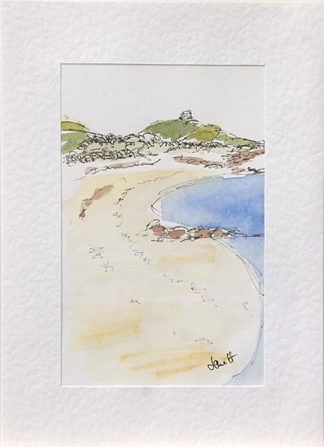 Watercolour Card of Par Beach St Martin's