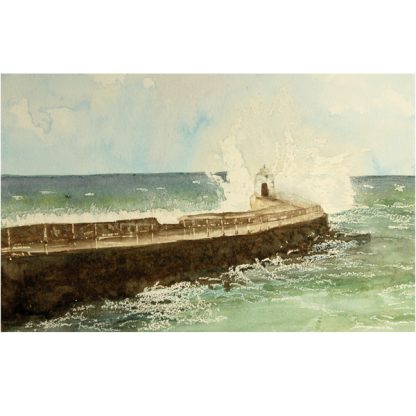 Watercolour painting of Portreath Pier