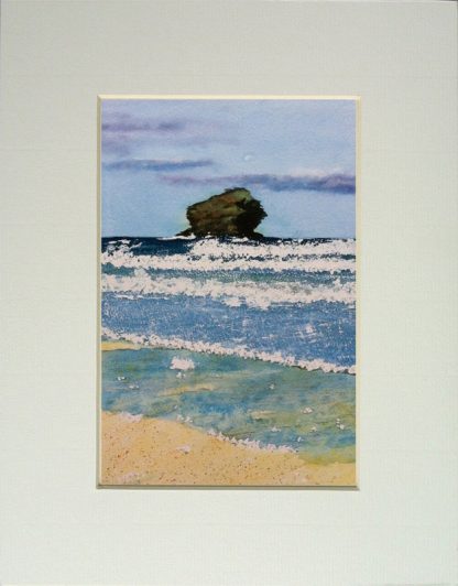 Mounted Painting: Tide coming in Gull Rock