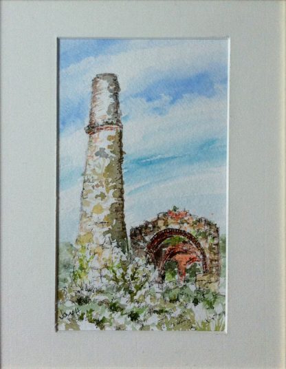 Watercolour painting of the Engine House of Tincroft Mine at Pool