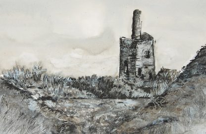 old mine mixed media painting