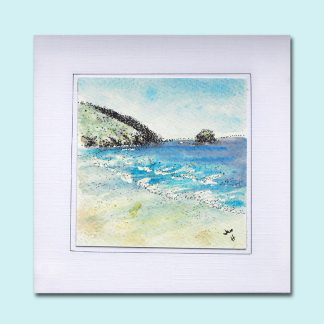 Watercolour painting of Portreath Beach Card