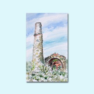 Watercolour painting of the Engine House of Tincroft Mine at Pool