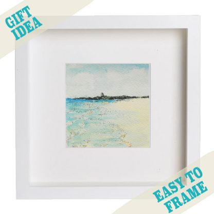 Framed Greeting Card of Godrevy Beach painting