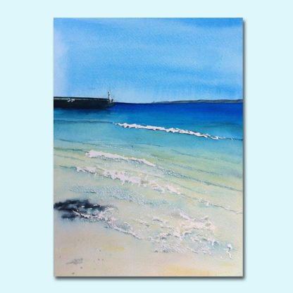 Painting: Low tide at St Ives Harbour