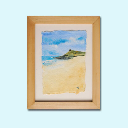 Framed acrylic painting of a deserted Porthmeor Beach