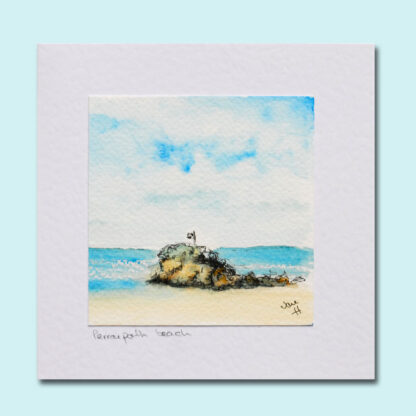 Illustration: Chapel Rock on Perranporth Beach