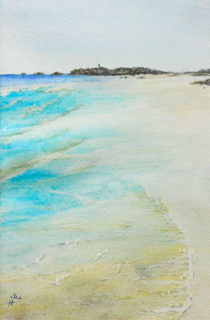 Painting: quiet Godrevy beach at low tide