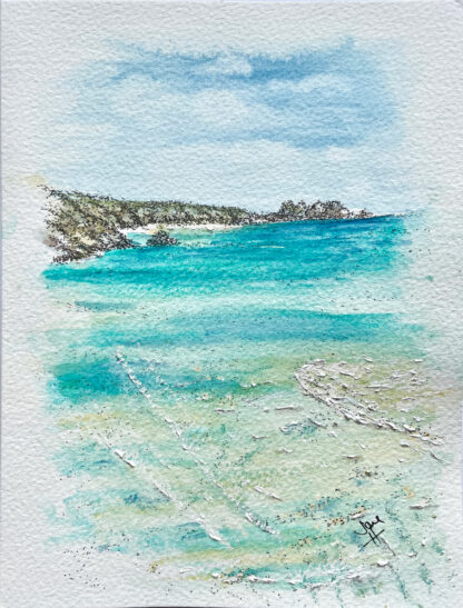 View of Porthcurno Bay A5 Greeting Card