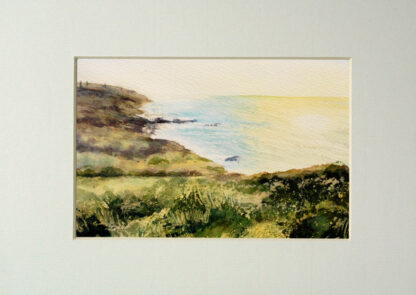 Illustration: Sunset over Pendeen mines, set inside a cream mount