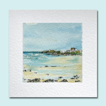 llustration: low tide at Fistral Beach, Newquay Greeting Card