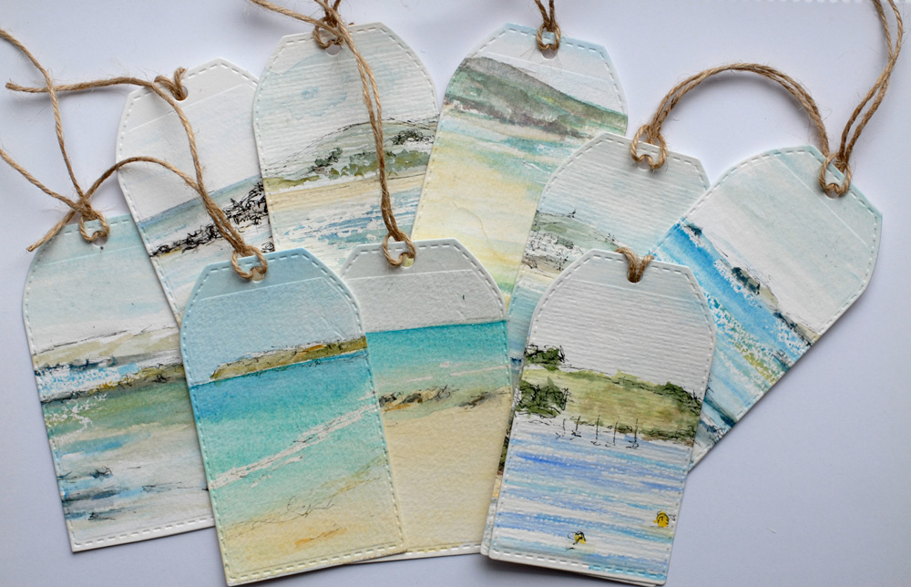 lots of watercolour gift tags