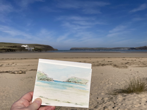 My sketch from Tregirls Beach